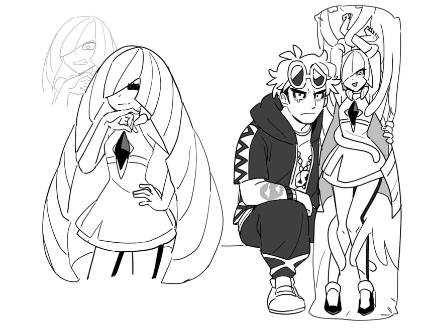 lusamine, guzma, and nihilego (pokemon and 1 more) drawn by dede_(qwea_00000)
