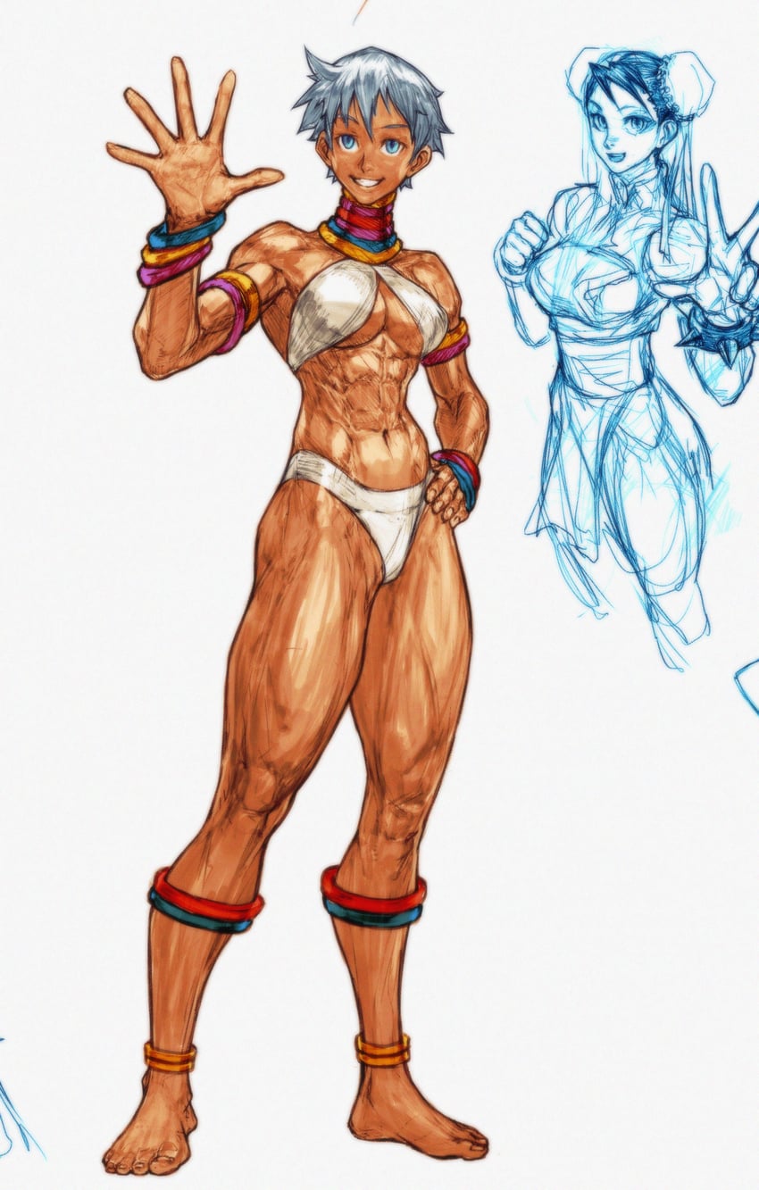 chun-li and elena (street fighter) drawn by zero_setsu