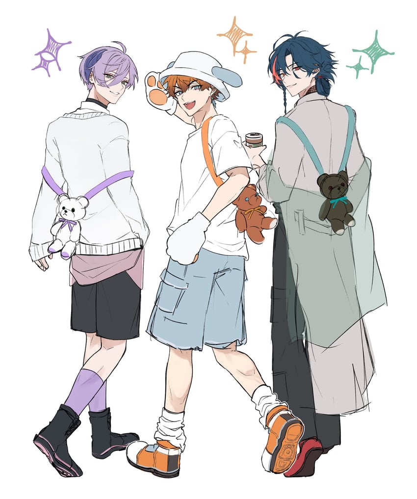 kitami yusei, kaisei, and sakaki ness (nijisanji) drawn by ra_mentanaka