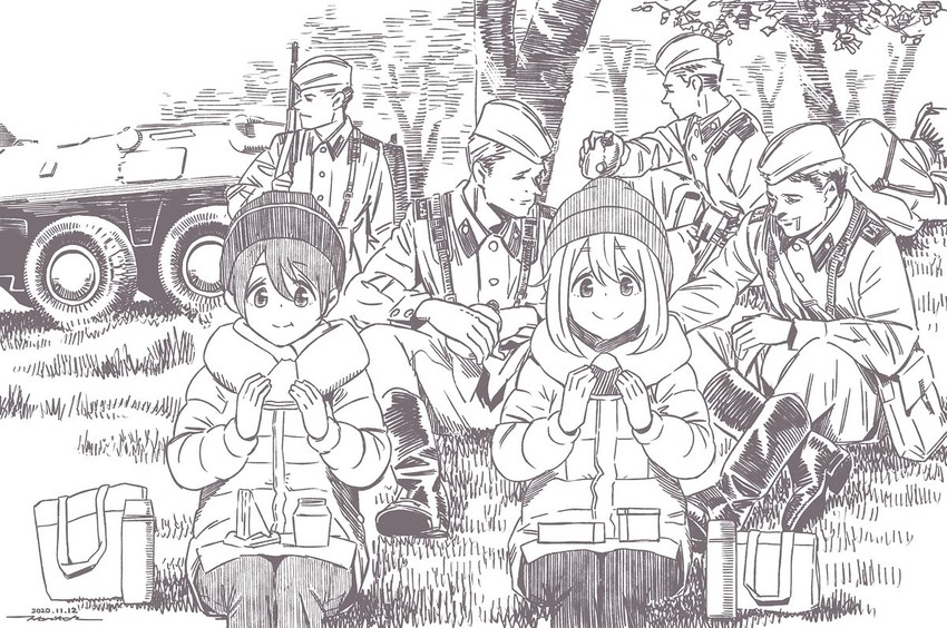 kagamihara nadeshiko and saitou ena (real life and 1 more) drawn by horikou