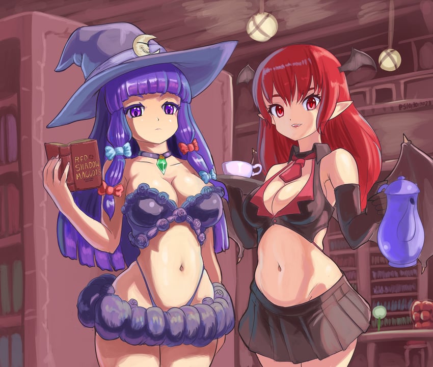patchouli knowledge, koakuma, and mac tonight (touhou and 2 more) drawn by profitshame