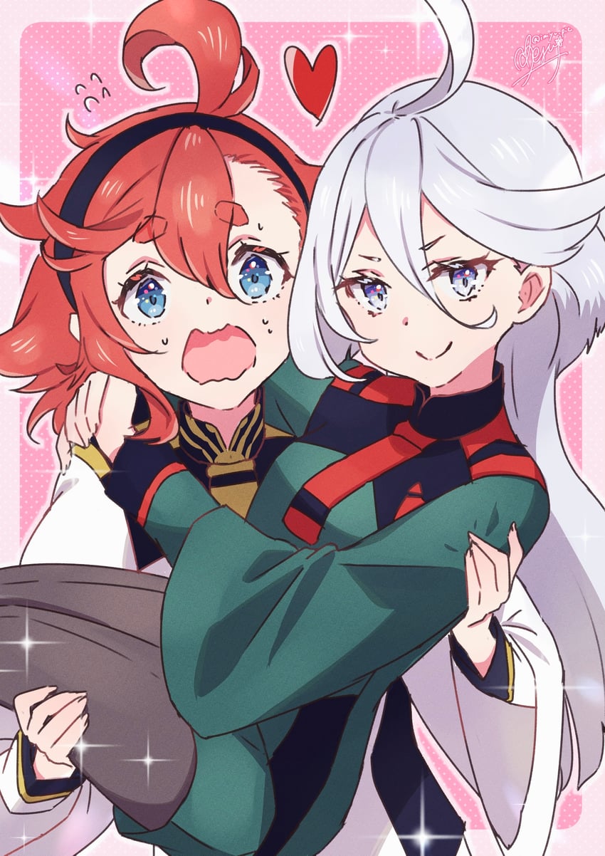 suletta mercury and miorine rembran (gundam and 1 more) drawn by watawatage