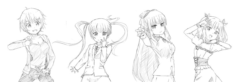 suzukaze aoba, takimoto hifumi, iijima yun, and shinoda hajime (jojo no kimyou na bouken and 1 more) drawn by greatveemon