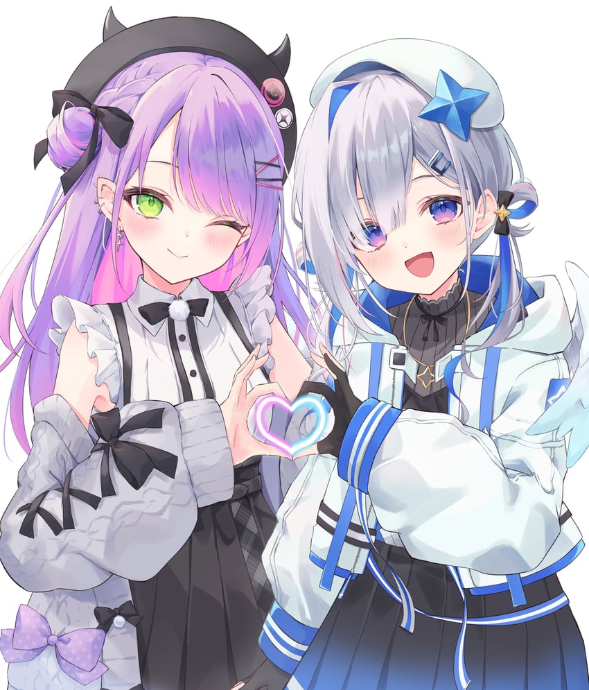 tokoyami towa and amane kanata (hololive) drawn by aoha_(aohasora)
