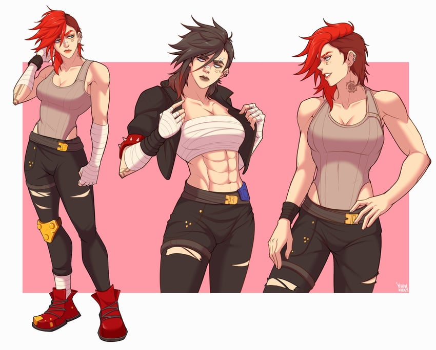 vi, arcane vi, and arcane brawler vi (league of legends and 1 more) drawn by yellow_nicky