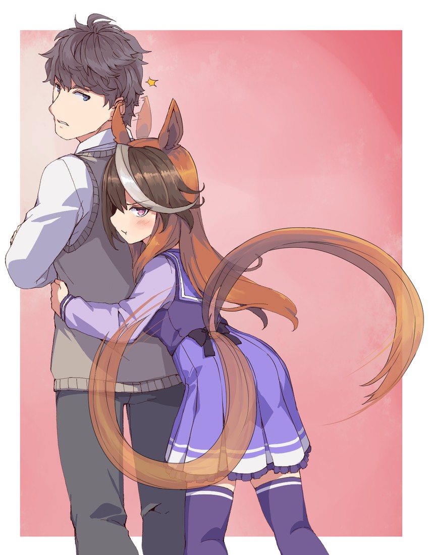 trainer and symboli rudolf (umamusume) drawn by kusanagi_kaoru