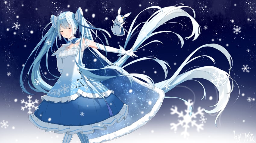 hatsune miku, yuki miku, and rabbit yukine (vocaloid) drawn by 71-fen_xiansheng_you