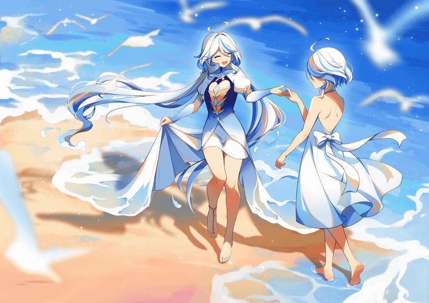 furina and focalors (genshin impact) drawn by potto_(pixiv14053022)