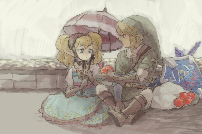 link and agitha (the legend of zelda and 1 more) drawn by yo_mo