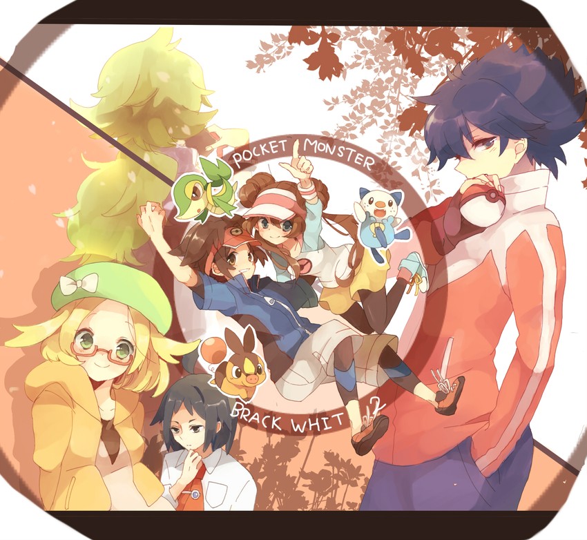 rosa, n, oshawott, snivy, bianca, and 4 more (pokemon and 1 more) drawn by sunflower-m