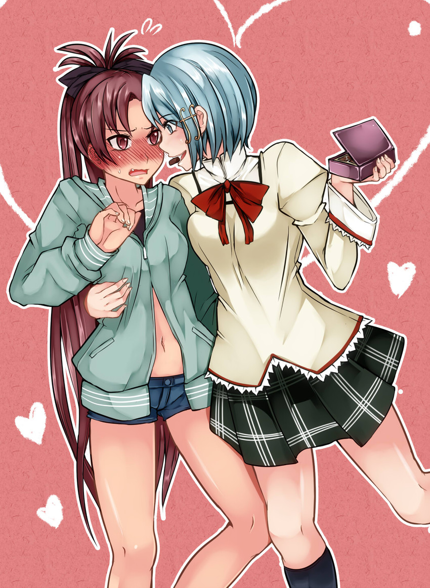 miki sayaka and sakura kyoko (mahou shoujo madoka magica and 1 more) drawn by aoshima
