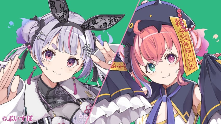sasaki saku and tosaki mimi (nijisanji and 2 more) drawn by anbasa_(amaneyuz13)