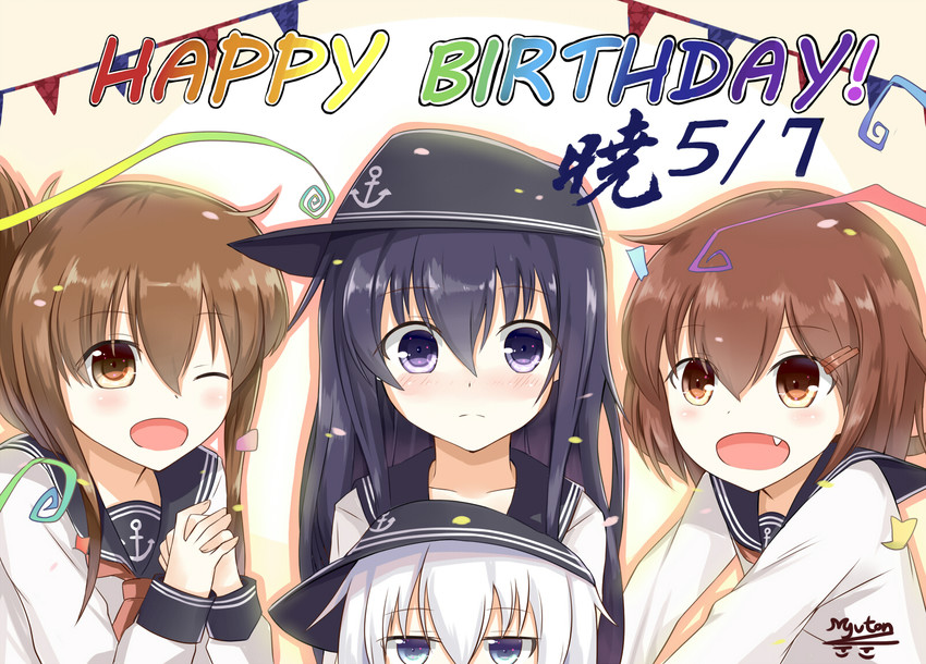 hibiki, inazuma, ikazuchi, and akatsuki (kantai collection) drawn by myuton