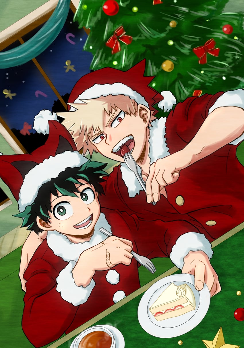 midoriya izuku and bakugou katsuki (boku no hero academia) drawn by no_control