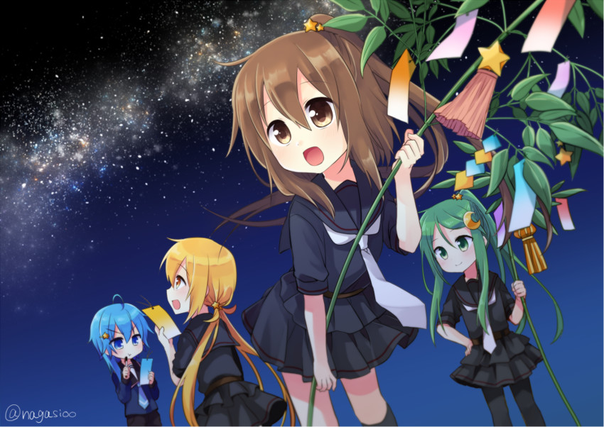 satsuki, nagatsuki, fumizuki, and minazuki (kantai collection) drawn by nagasioo