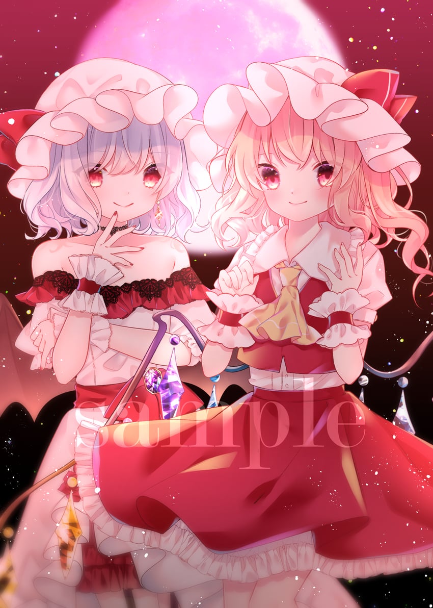 remilia scarlet and flandre scarlet (touhou) drawn by cacao_(cacaomgmg)