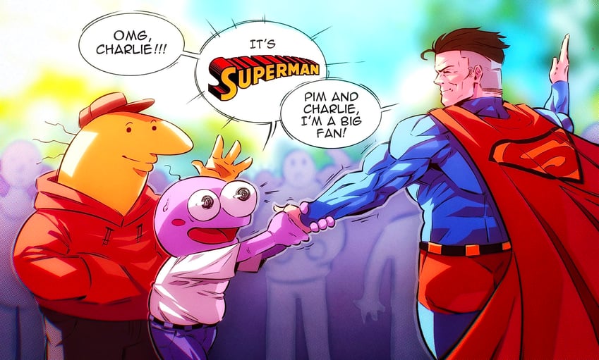 superman, charlie dompler, and pim pimling (dc comics and 2 more) drawn by hoodedmask
