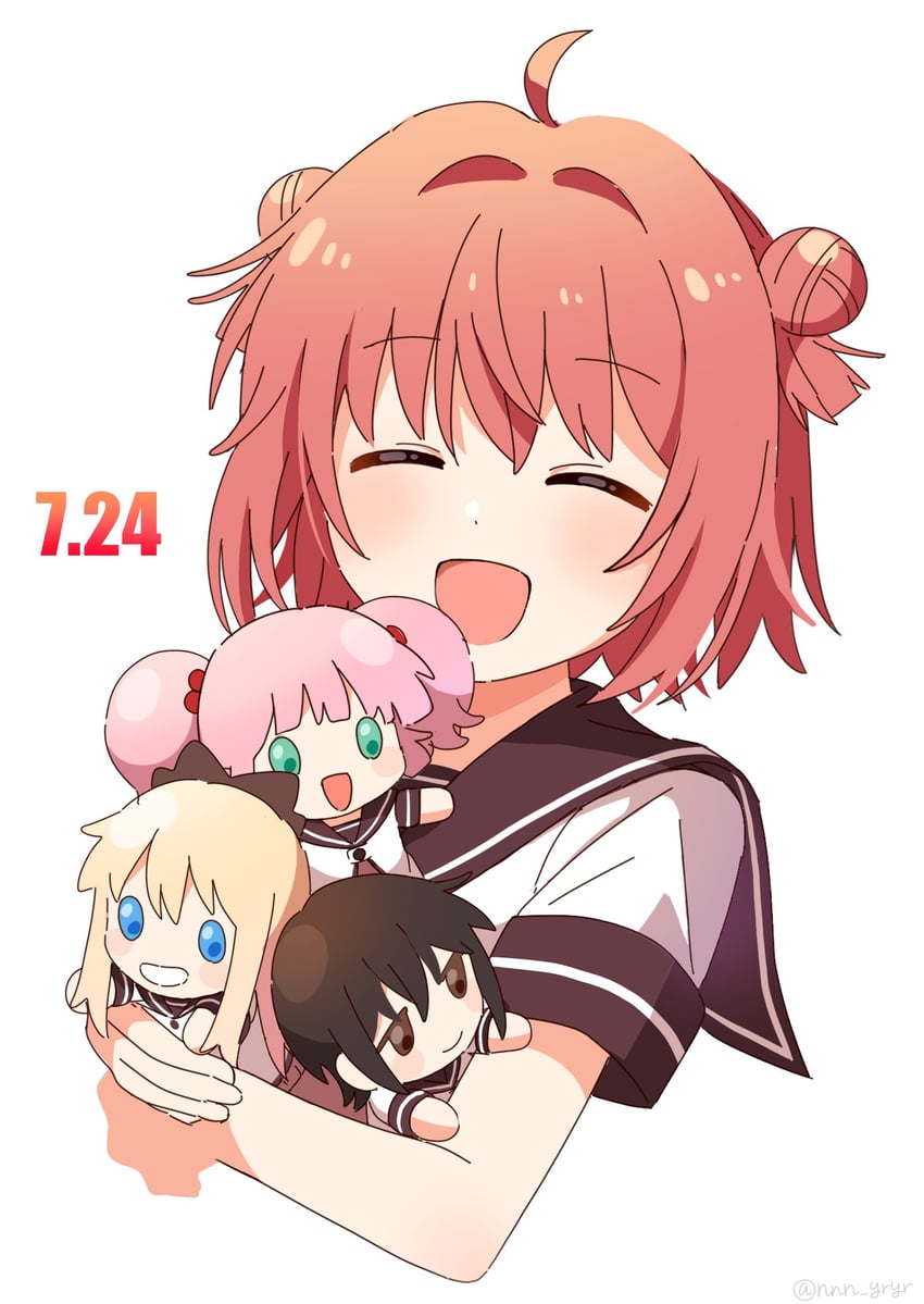 toshinou kyouko, akaza akari, funami yui, and yoshikawa chinatsu (yuruyuri) drawn by nnn_yryr