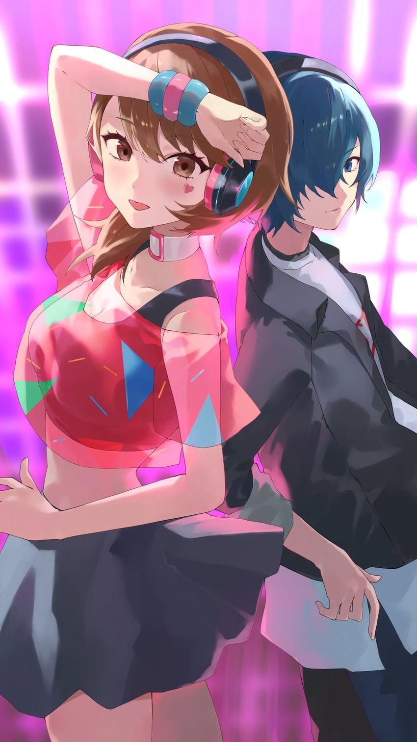 yuuki makoto and takeba yukari (persona and 3 more) drawn by konchi_(63438789)
