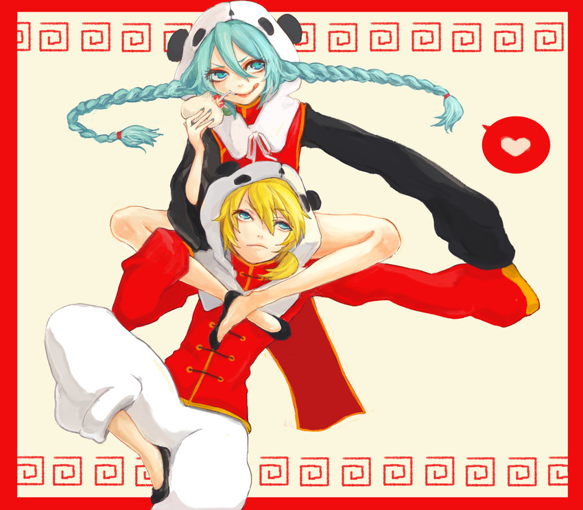 hatsune miku and kagamine len (vocaloid and 1 more) drawn by kitamura_issa