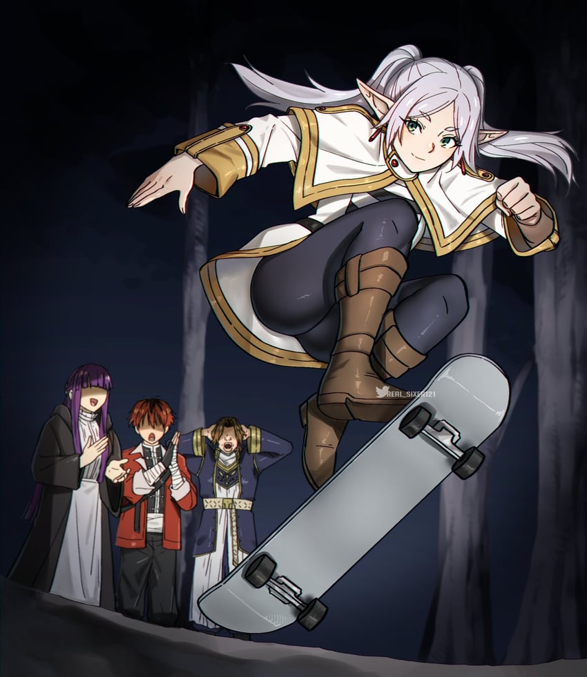 frieren, fern, stark, and sein (sousou no frieren) drawn by real_sixer121