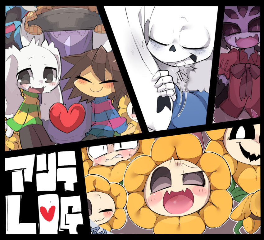 frisk, sans, undyne, toriel, asriel dreemurr, and 3 more (undertale) drawn by g_perarikku