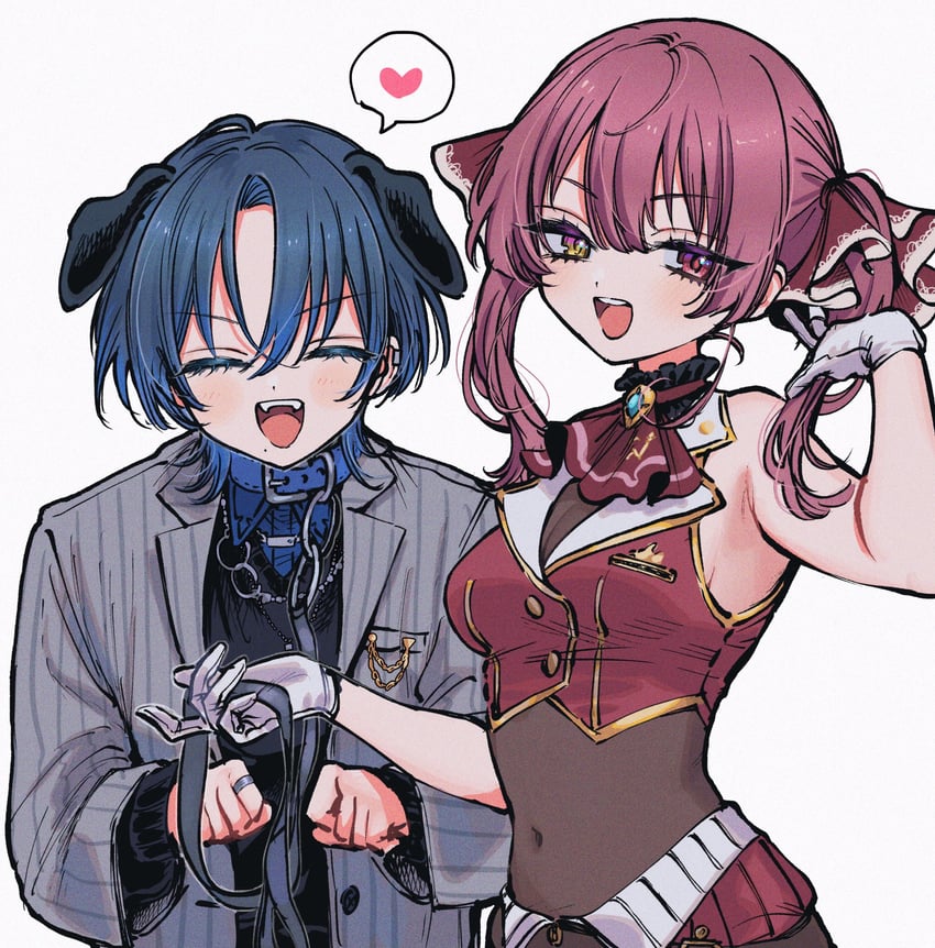 houshou marine and hiodoshi ao (hololive and 1 more) drawn by murasaki_pomeranian