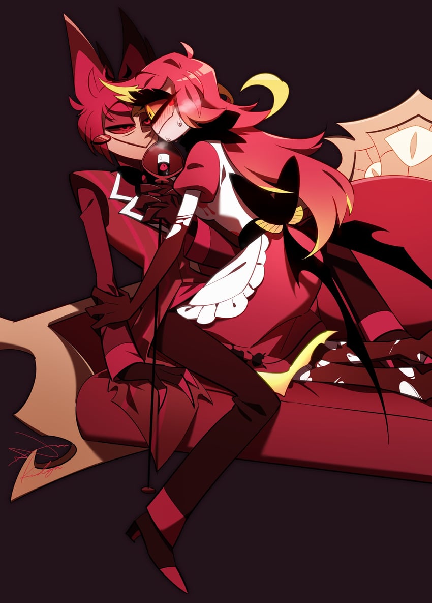 alastor and niffty (hazbin hotel) drawn by kidya_pipopi