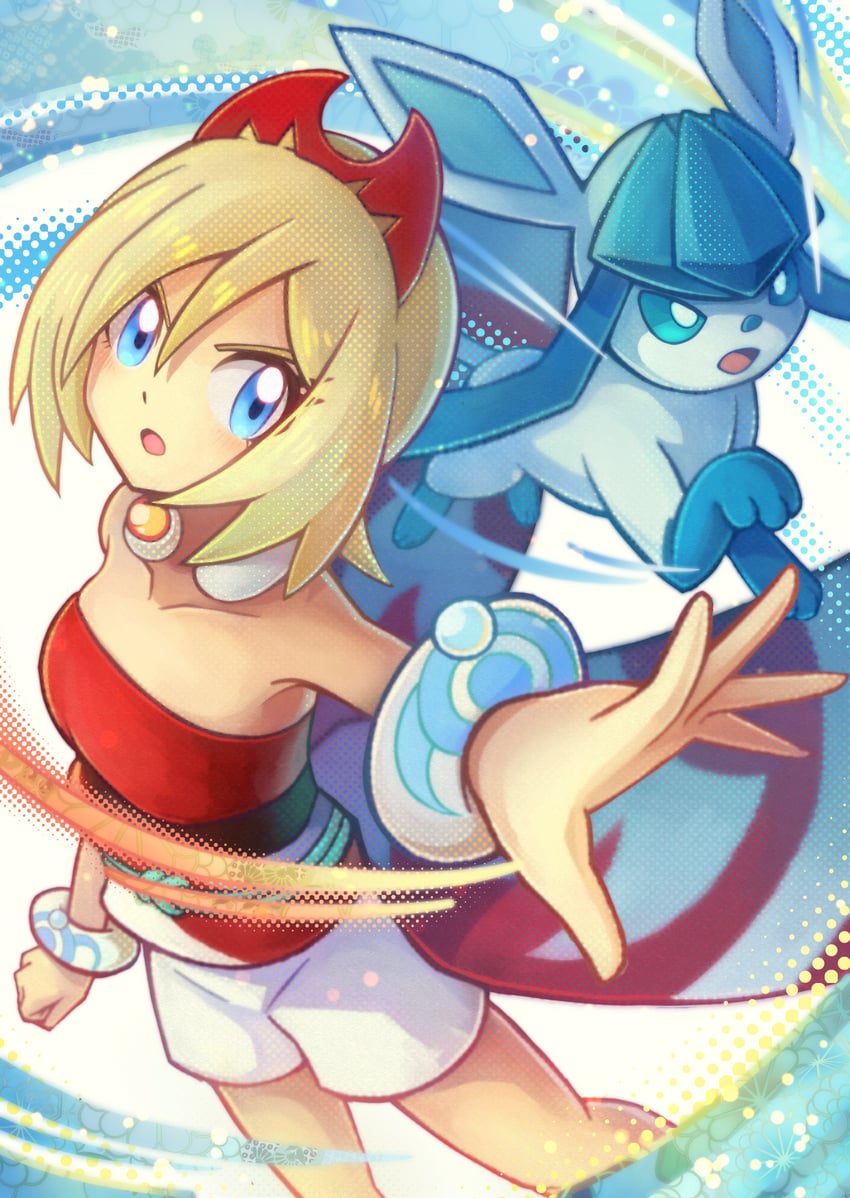 glaceon and irida (pokemon and 1 more) drawn by amando_nut