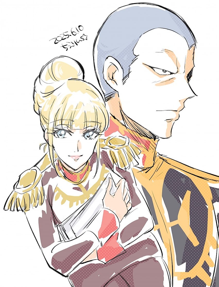 gihren zabi and cecilia irene (gundam and 1 more) drawn by yanada_kiyorin