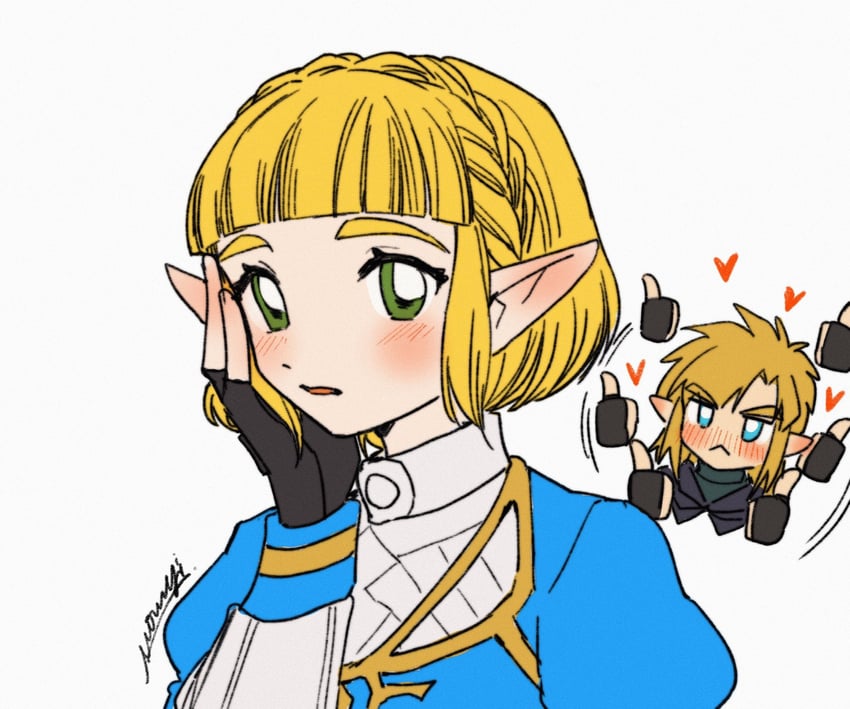 link and princess zelda (the legend of zelda and 1 more) drawn by mouyi
