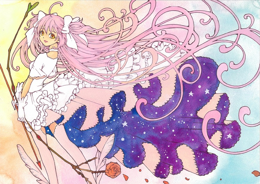 kaname madoka and ultimate madoka (mahou shoujo madoka magica) drawn by sayococco