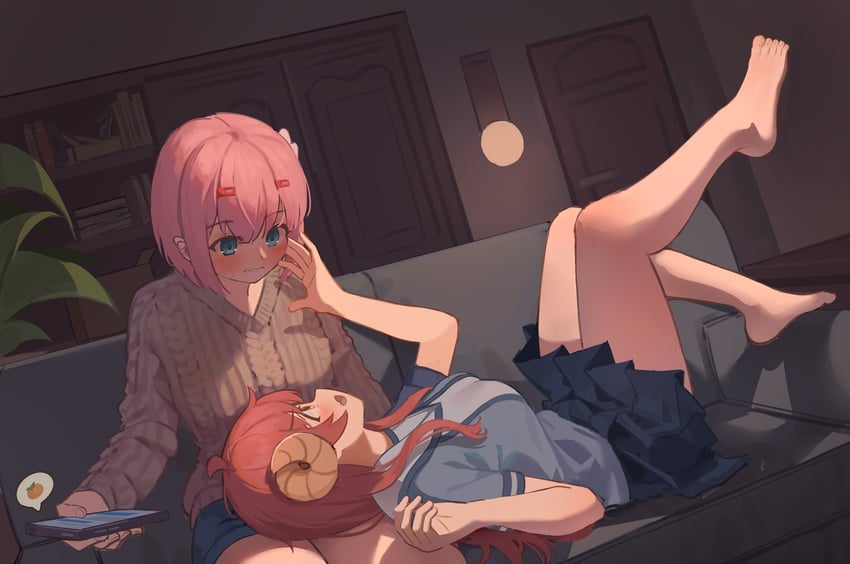 yoshida yuuko and chiyoda momo (machikado mazoku) drawn by milktea_(gggrrr2000)