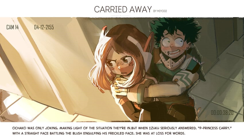 midoriya izuku and uraraka ochaco (boku no hero academia) drawn by aioles