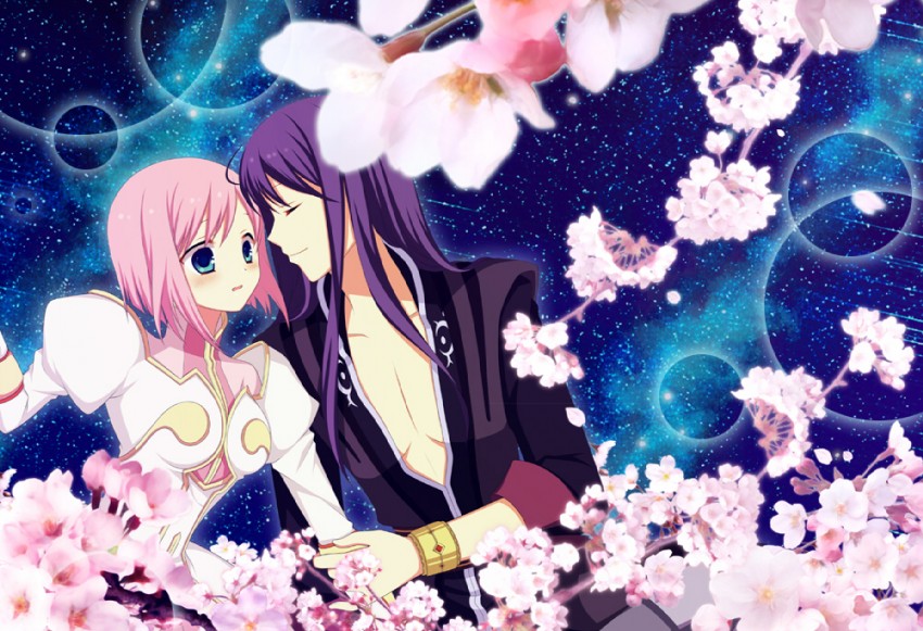 yuri lowell and estellise sidos heurassein (tales of and 1 more) drawn by ayamisiro