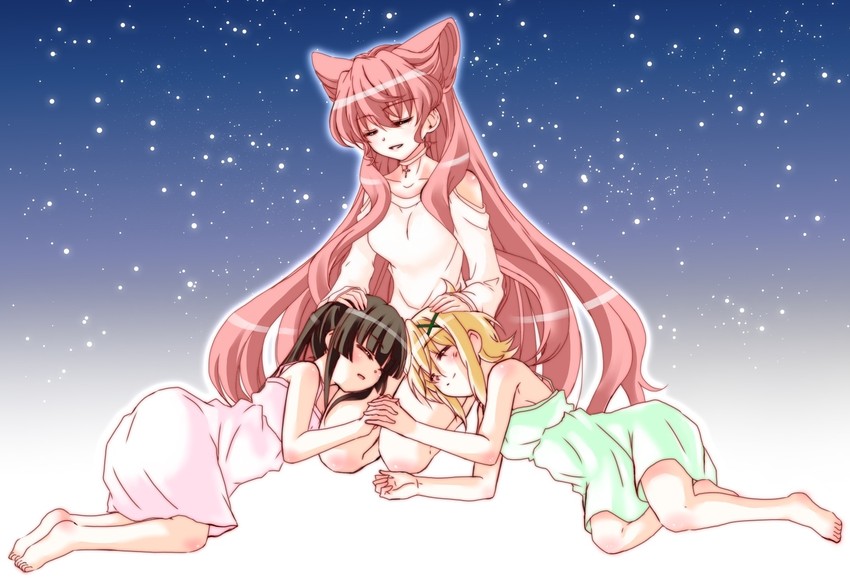 akatsuki kirika, tsukuyomi shirabe, and maria cadenzavna eve (senki zesshou symphogear) drawn by kohaku_(kohagura)