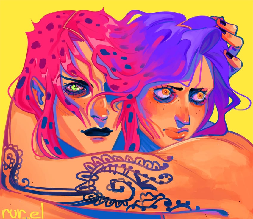 diavolo and vinegar doppio (jojo no kimyou na bouken and 1 more) drawn by rur_el