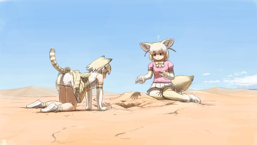 fennec and sand cat (kemono friends) drawn by imnim_leef