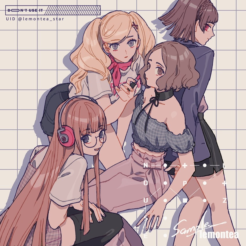 takamaki anne, sakura futaba, niijima makoto, and okumura haru (persona and 1 more) drawn by lemontea