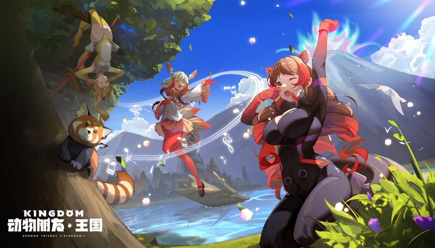japanese crested ibis, golden snub-nosed monkey, and hippopotamus (kemono friends and 1 more)