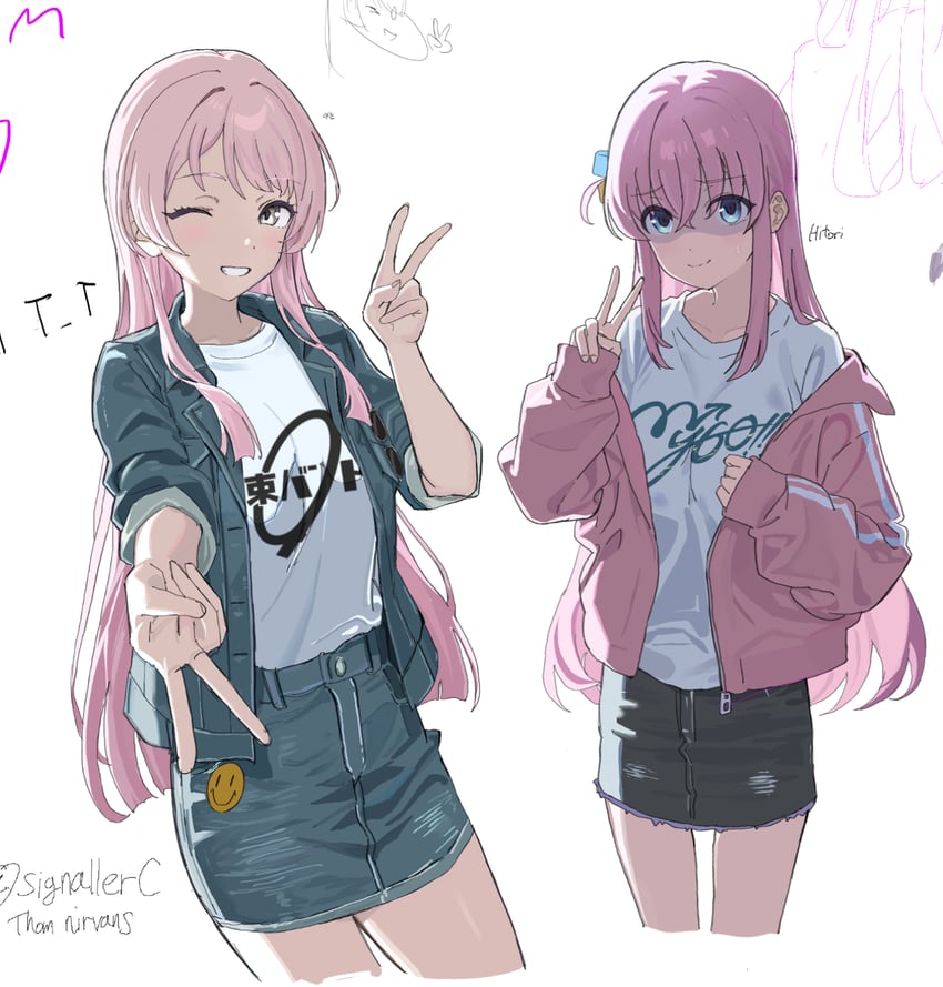 gotoh hitori and chihaya anon (bang dream! and 2 more) drawn by signallerc