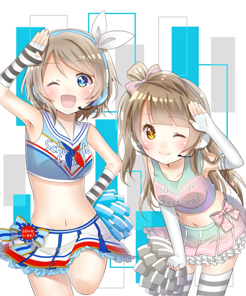 watanabe you and minami kotori (love live! and 3 more) drawn by korin_(ra-sky07)