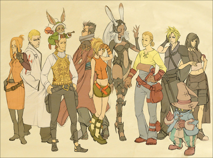 tifa lockhart, cloud strife, moogle, vivi ornitier, fran, and 7 more (final fantasy and 7 more)