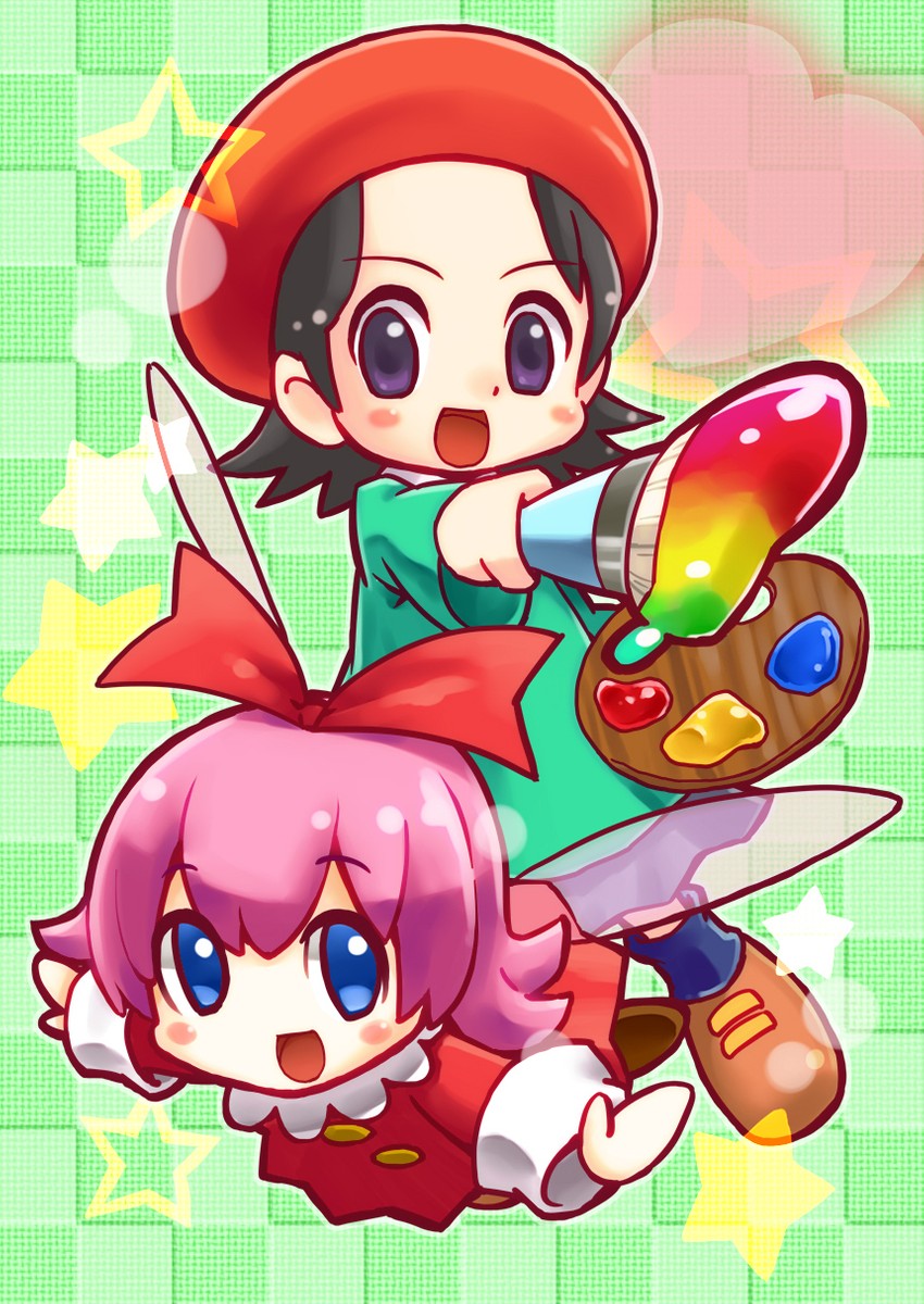 adeleine and ribbon (kirby and 2 more) drawn by tendoast