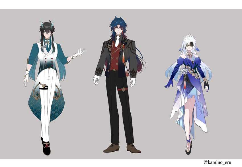 dan heng, blade, and jingliu (honkai and 1 more) drawn by kamino_eru