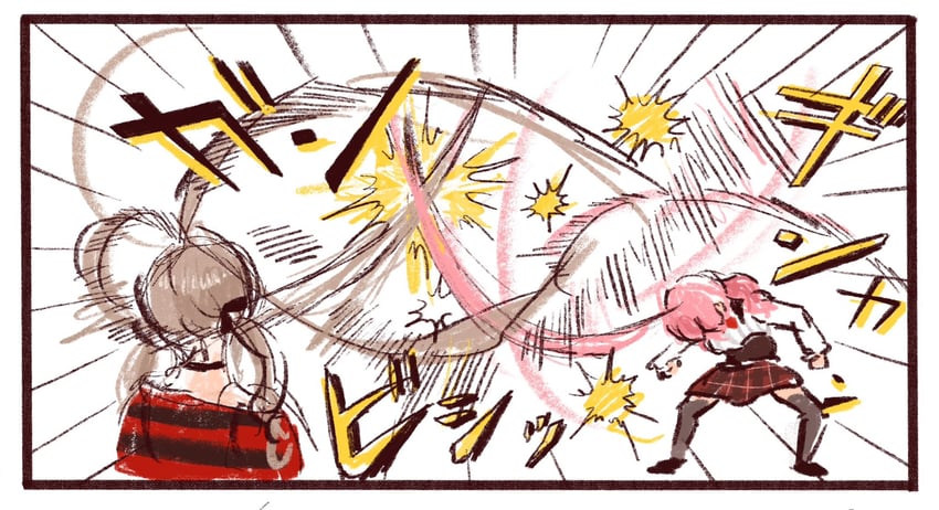 nanashi mumei and sakura miko (hololive and 1 more) drawn by haseco777