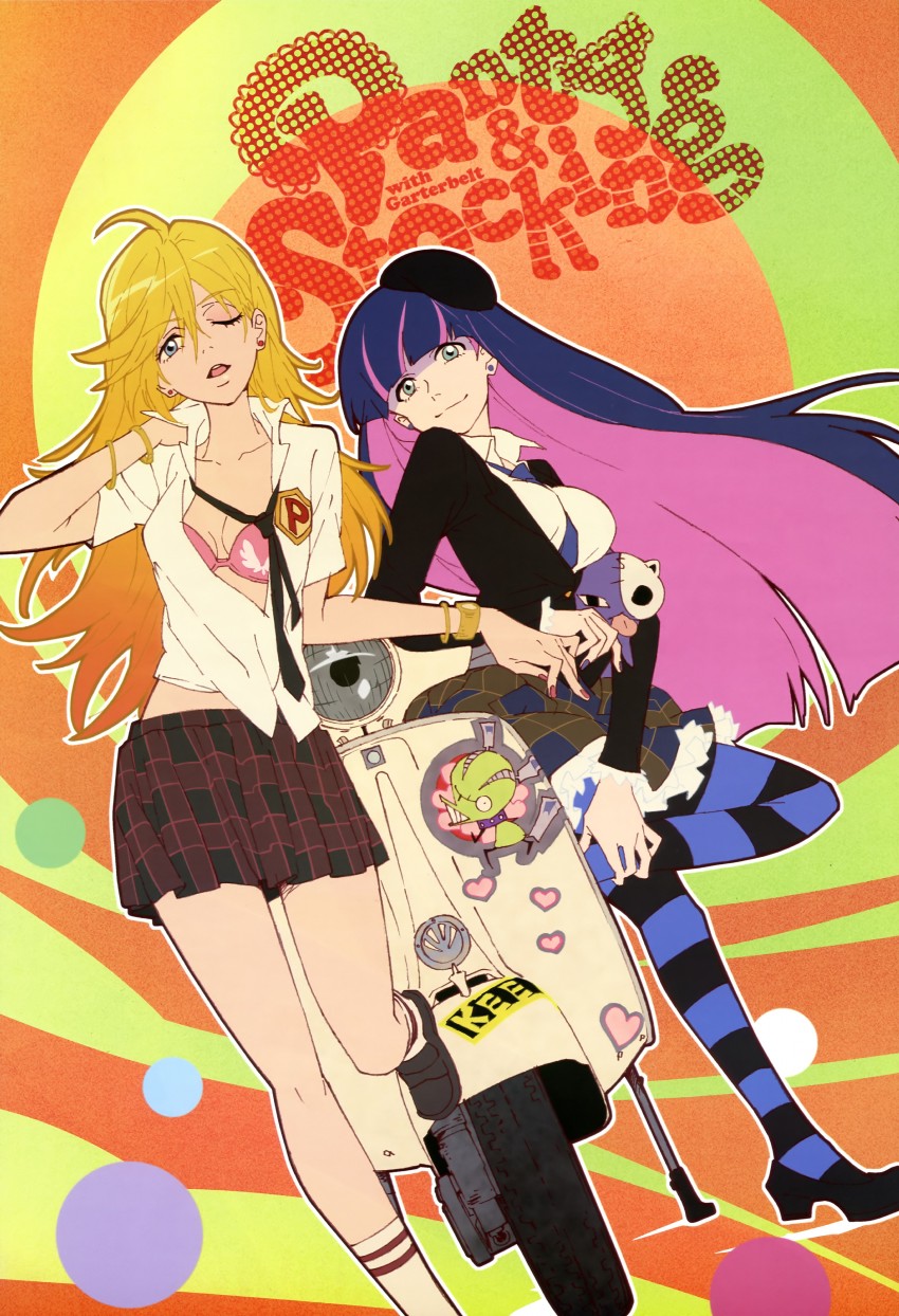 stocking, panty, honekoneko, and chuck (panty & stocking with garterbelt and 1 more) drawn by hayashi_akemi