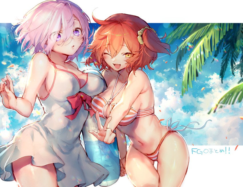 mash kyrielight and fujimaru ritsuka (fate and 1 more) drawn by mebaru