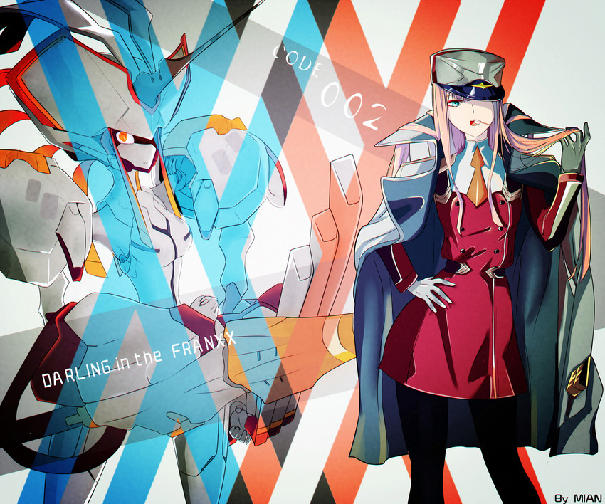 zero two and strelizia (darling in the franxx) drawn by mian.h