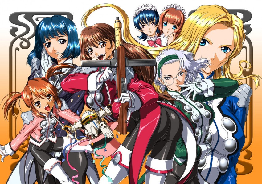 erica fontaine, glycine bleumer, coquelicot, lobelia carlini, kitaooji hanabi, and 2 more (sakura taisen and 1 more) drawn by yokota_mamoru